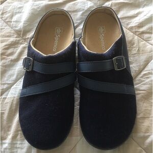 Spenco Ashton Comfortable Blue Wool Quality Easy Slip On Shoes Size 8
